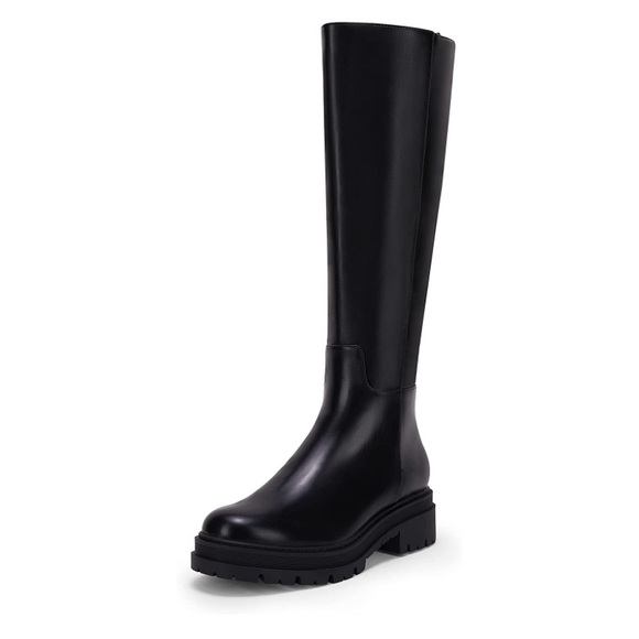 Knee High Platform Boots Chunky Block Heel Side Zipper - Picture 1 of 5
